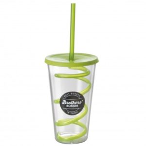 Copo com tampa e canudo espiral (550ml)