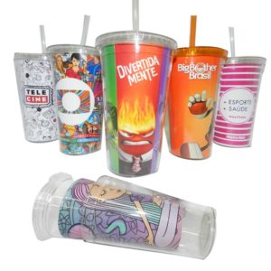Copo com tampa e canudo duplo (500ml)