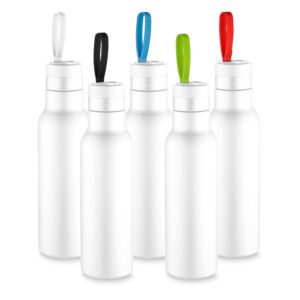 Garrafa térmica inox fosca branca com alça cores (500ml)