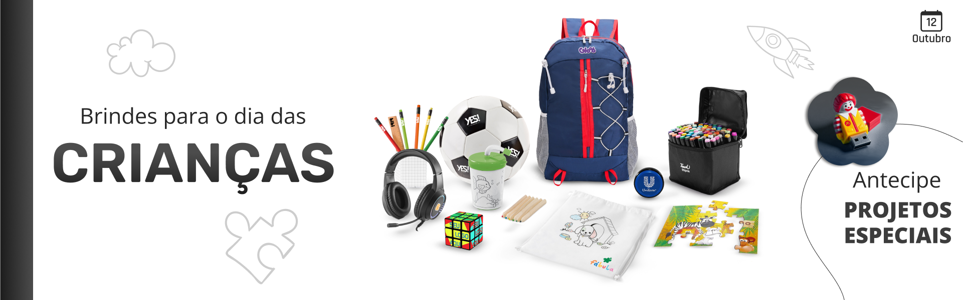 Brindes personalizados e criativos para o Dia das Crianças. A Promofy conecta marcas e famílias com presentes corporativos inesquecíveis.
